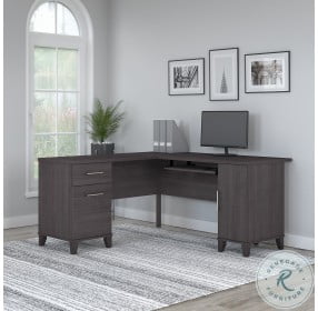 Somerset Storm Gray 60" L Shaped Home Office Set with Storage