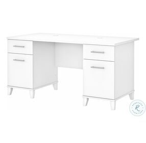 Somerset White 60" Office Desk With Drawers