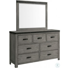 Montauk Gray 7 Drawer Dresser With Mirror
