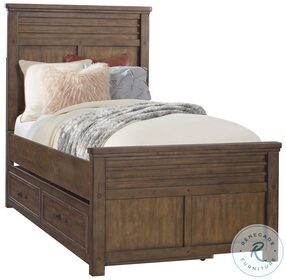 Cambridge Rich Warm Brown Twin Panel Bed with Trundle