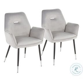 Wendy Black Metal And Silver Velvet With Chrome Accent Dining Chair Set Of 2