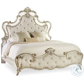 Sanctuary Beige And Silver Leaf California King upholstered Bed
