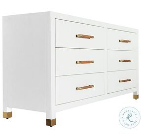 Winchester Matte White Lacquer 6 Drawer Chest