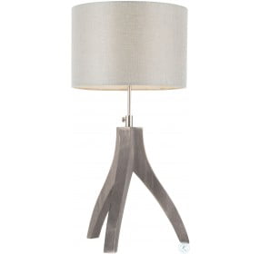 Wishbone Light Grey Linen Table Lamp