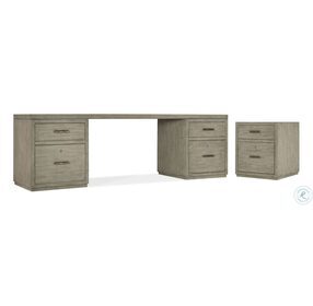 Linville Falls Soft Smoked Gray 96" Home Office Set with Two File Cabinet