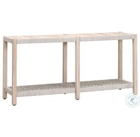 Wrap Taupe White Flat Rope And Gray Teak Outdoor Console Table