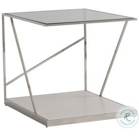 Maymont Polished Stainless Steel And Powder Side Table