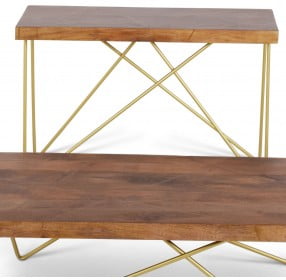 Walter Warm Pine And Brass Sofa Table