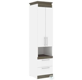 Orion White And Walnut Grey 20" Storage Cabinet With Pull Out Shelf