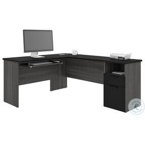 Norma Black And Bark Gray 71" L Shaped Desk