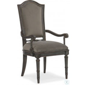 Arabella Painted Charcoal Upholstered Back Arm Chair Set of 2