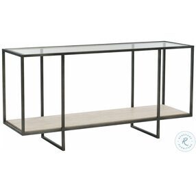 Harlow Bronze And White Travertine Stone Metal Console Table