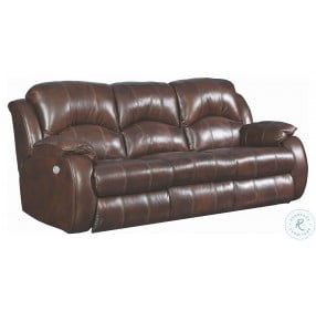 Cagney Chocolate Power Double Reclining Sofa With Power Headrest
