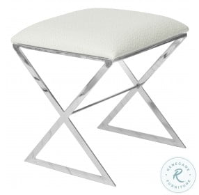 X-Side-Nuo Cream Ostrich And Nickel X Side Stool