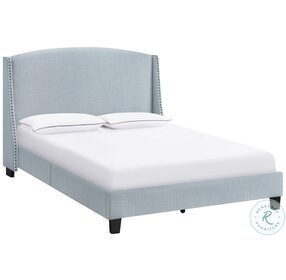 All In One Light Blue Shelter Queen Upholstered Panel Bed