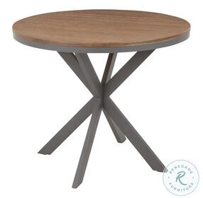X Pedestal Grey Metal And Medium Brown Bamboo X Pedestal Dinette Table