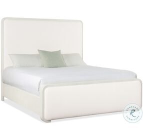 Ashore Beige And White Lacquered Queen upholstered Panel Bed