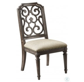 Vintage Salvage Walnut Tristan Fret Back Side Chair Set Of 2