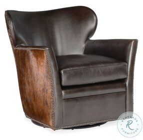 CC Debonair Espresso Kato Leather Swivel Club Chair