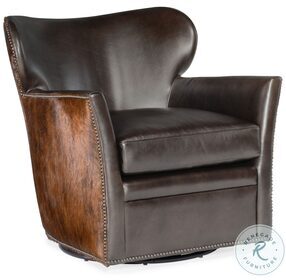 Kato Brown Leather Swivel Club Chair