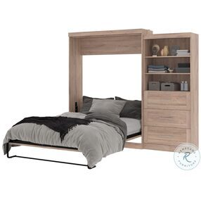 Pur Rustic Brown 101" Queen Murphy Bed and Storage Unit with Drawers