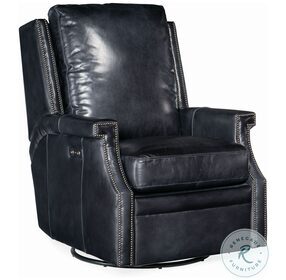 Collin Checkmate Champion Leather Swivel Glider Power Recliner