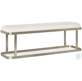 Linville Falls Beige And Champagne Metal River Branch upholstered Bench