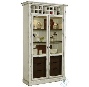 P021713 Antique White Display Curio Cabinet