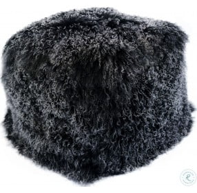 Lamb Black Fur Pouf