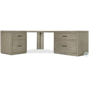 Linville Falls Soft Smoked Gray Corner Desk with File and Lateral File Cabinet