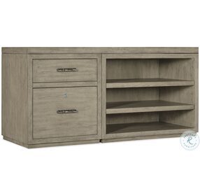 Linville Falls Soft Smoked Gray 60" Credenza with File and Open Desk Cabinet