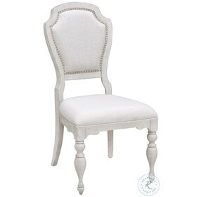 Glendale Estates Distressed White Upholstered Dining Side Chair Set of 2