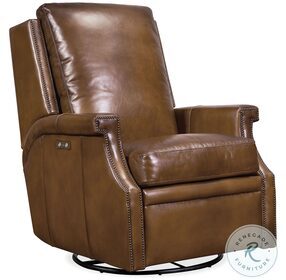 Collin Checkmate Pawn Leather Swivel Glider Power Recliner