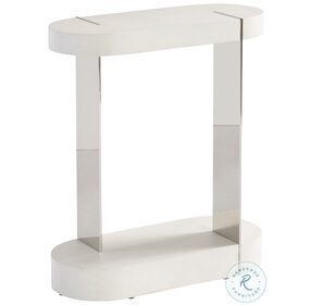 Modulum Polished Stainless Steel And Adobe Faux Stone Accent Table