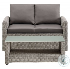 Wicker Look Cygnet Gray Outdoor Loveseat And Table Set