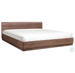 Round Off Natural Walnut Queen Low Profile Bed