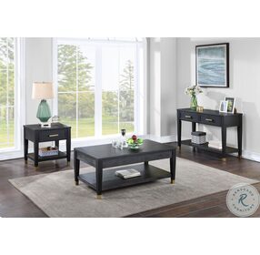 Yves Rubbed Charcoal And Gold Lift Top Occasional Table Set