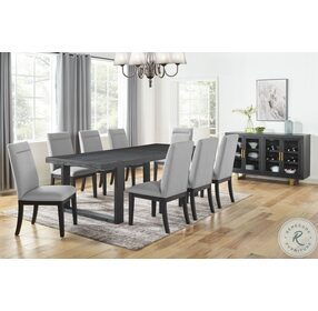 Yves Rubbed Charcoal Extendable Dining Room Set