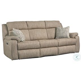 Commander Berber Sisal Triple Power Reclining Sofa with Drop Down Table And Pillow