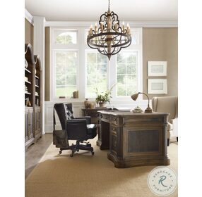 Hill Country St. Hedwig Saddle Brown and Black Executive Home Office Set