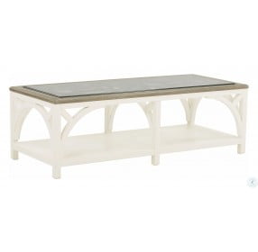 Summer Creek Scrubbed Oak And Harbor White Spinnaker Cocktail Table