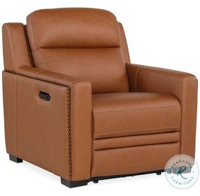 McKinley Candid Spice Leather Power Recliner with Power Headrest And Lumbar