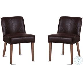 Avery Dark Brown Leather Side Chair Set Of 2