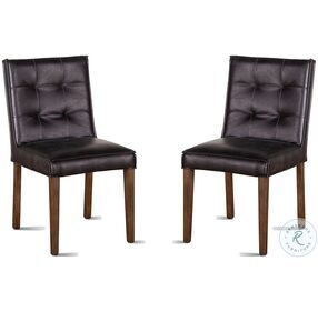 Avery Black With Brown Leg Leather Dining Chair Set Of 2
