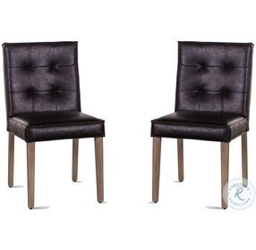 Avery Black With Whitewashed Leg Leather Dining Chair Set Of 2