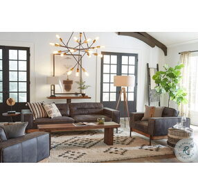 Chiavari Matte Black Leather Living Room Set