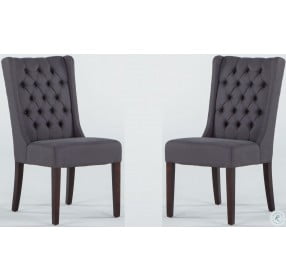 Chloe Dark Grey Linen Tufted Dining Chair Set of 2