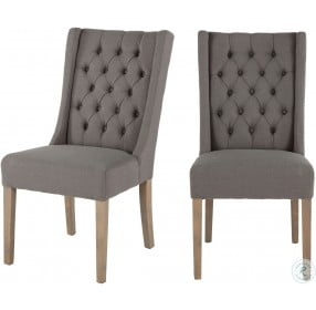 Chloe Grey Linen Tufted Dining Chair Set of 2