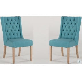 Chloe Teal Linen Tufted Dining Chair Set of 2