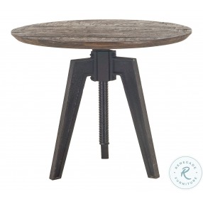 Dakota Bandsaw Teak And Distressed Black 42" Round Adjustable Dining Table